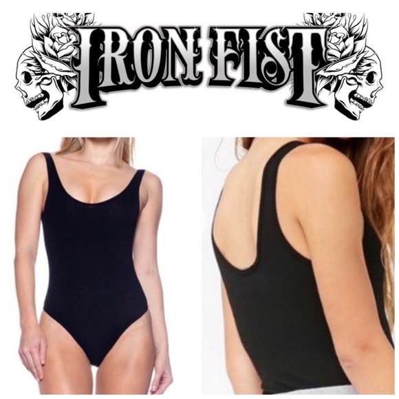 Iron Fist Black Ribbed Thong Bodysuit size Medium - Picture 6 of 6